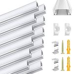 Pasun LED Profile, 12Pack 3.3 ft U-Shaped LED Channel System LED Diffuser, LED Strip Light Cover, LED Channels with LED Diffused Strip, End Caps, and Mounting Clips for LED Strip Light Installations