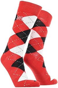 TCK Nebraska Cornhuskers Argyle Dress Socks (Red/Black/White, Large)