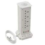 Zebronics Multi-Plug Power Extension, 2500W Max, 8 Universal Sockets, 3M Cable, 20W Type-C PD, 18W USB Fast Charging, Dual Type-C & USB-A Output, Overload Protection, Ambient Light (Power Block 483)