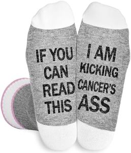 Cancer Socks, Cancer Patients Must Have, Comfort Items For Chemo Patients, Chemotherapy Must Haves For Women, Breast Cancer Gift, If You Can Read This I'm Kicking Cancer Socks., Black, 8