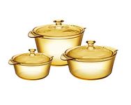 Visions Pyroceram Glass Flair 6Pc Casserole and Cookpot Pot Set, Brown