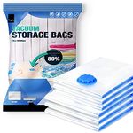 KEPLIN Vacuum Storage Bags | Maximise Space and Store Clothes, Bedding, Towels, Duvet & Pillow | Space Saver Air Suction Bag with Secure Double Zip + Valve | 6 Pack Large (60cm x 80 cm)