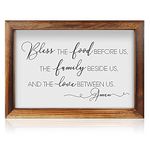 CHDITB Bless The Food Before Us Framed Wood Sign Plaque(16"×11"), Wooden Wall Table Sign with Inspirational Quotes for Home Decor, Vintage Wall Art Sign for Home Dining Room Canteen Farmhouse