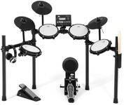 MUSTAR Electronic Drum Set, 10 Piece Electric Drum Set with 450 Sounds, Quiet Mesh Drum Pads, 2 Cymbals w/Choke, Kick Drum, 2 Pedals, Headphones, Sticks, USB MIDI (Black)