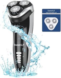 SweetLF Rasoir Electrique Homme Rechargeable (Plus 3 Lames+1 Chargeur Rapide), Rasoir Etanche IPX7 Technologie Wet&Dry, Rasoir Rotatif 4D avec Tondeuse Pop-Up - Noir