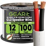GEARit 12 Gauge Speaker Wire OFC,UL CL2 Rated 12 Gauge Wire 100 ft,Copper Wire with Polarity Mark,Speaker Cable for in-Wall Home Theater,Home,Car Stereo,Commercial Audio Systems(White,2-Conductors)