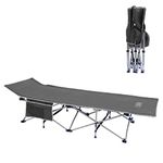 OSAGE RIVER Camping Cot with Pocket for Adults - Folding Camping Cot - Portable Cots for Sleeping - Rated for 300 lbs, Grey