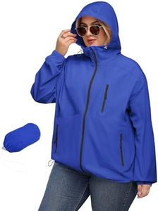 Avoogue Womens Rain Jacket With Hood Hiking Ladies Raincoats With Hoods Waterproof Lightweight Windbreaker Jacket Spring Royal Blue 3XL
