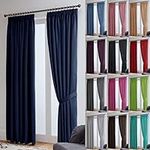 John Aird Thermal Energy Saving Blackout Tape Top Curtains - Matching Tiebacks Included (90" Wide x 54" Drop, Navy)