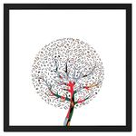 Ritwika's Colorful Modern Art Tree With Musical Note In White Background Painting With Black Photo Frame For Wall Decoration | Multicolored | 13.5 X 13.5 IN | Set Of 1