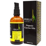 Feelia - Organic Sweet Almond Oil - Cold Pressed, Rich in Vitamins A, E, Zinc & Omega 3, Fast Absorbing, 100% Pure & Organic (100ml)