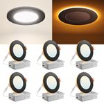 Amico 6 Pack Black 4 Inch 5CCT Recessed Pot Light with Night Light, 2700K/3000K/3500K/4000K/5000K Selectable, 10W 700LM Dimmable Lumiere Encastre Plafond Led, IC-Rated with Junction Box, ETL & FCC