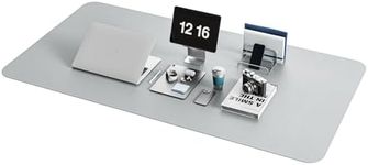 YSAGi Non-Slip Leather Desk Pad XL Size, Waterproof Laptop Computer Desk Keyboard Mat, Table Protector Blotter Mat, Large Mouse Pad for Office/Work/Home/Decor(Silver-Grey, 47.2" x 23.6")-No Band