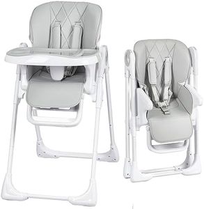 Babevy Baby High Chairs, Multifunctional Infant Highhairs with Adjustable Height and Recline Foldable Baby High Chair with Removable Tray Easy Clean (Grey)