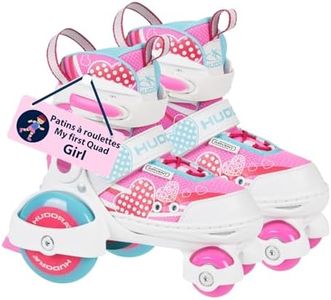 HUDORA Patins à roulettes My First Quad en différentes tailles & couleurs - Rollers à taille réglable de qualité pour enfants jusqu'à 20kg - Patins sûrs pour débutants avec grandes roues