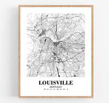 Eleville 8X10 Unframed Louisville Kentucky City View Abstract Road Modern Map Art Print Poster Wall Office Home Decor Minimalist Line Art Hometown Housewarming wgn388