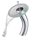 Kraus KGW-1700CH-FR Single Lever Vessel Glass Waterfall Bathroom Faucet Chrome with Frosted Glass Disk