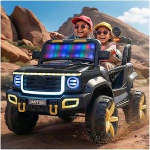 Toyzone Panther Electric Jeep (Black) | 12V Rechargeable Ride on with 5Ah Battery | Music Player with BT, USB & AUX | Smooth Acceleration | 6M Battery Warranty | Age 3-10 Years, Upto 50 kg