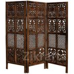 Zikrafts Wooden Partition Divider for Living Room | Wood Privacy Screen Divider for Studio | Office Divider Area | Wooden Screen Partition - Brown (Design-1, 5 feet 3 Panels)