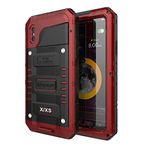 Mitywah Waterproof Case for iPhone Xs, Shockproof Full Body Protective Cover Built-in Screen Protection for iPhone X, Armor Military Grade Defender Heavy Duty Metal Shell Outdoor, Red