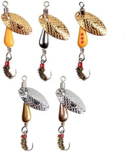 Trout Spinners, Fly Trout Fishing Lures for Bass Salmon Pike, Fishing Spinner Kit Smallmouth Bass Lures with Brass Spinner for Lake River Fishing (Style A-0.1oz/5PCS)