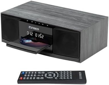 Vintage Bluetooth Stereo System for Home, THINKYA 30W RMS Micro HiFi Systems CD Player Dual 3” Bass with Bluetooth Audio Streaming, FM Radio, USB Port, Aux-in, Earphone Port, Remote Control Black