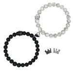 Ymeeaa Couples Bracelets King&Queen Crown His and Her Bracelets Heart Matching Bracelets Long Distance Relationship Gifts for Boyfriend and Girlfriend on Anniversary Couples Jewelry for Women Men,