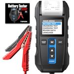 Car Battery Tester 12V 24V 100-2000CCA Lead-Acid Battery, TOPDON BT300P Alternator Tester, Load Tester, with Built-in Printer, Spark Free Metal Clamps, Automatic Reverse Polarity Protection