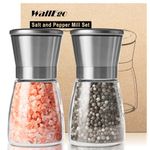 Salt and Pepper Grinder Set, Adjustable Coarseness Salt Shakers, Premium Ceramic Glass Body Salt and Pepper Mills [Without Spice Content]