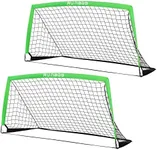 RUNBOW 6x4 ft Portable Kids Soccer Goal for Backyard Practice Soccer Net with Carry Bag (6x4 FT, 2 Pack, Green)