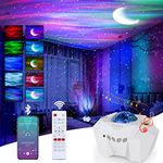 Aurora Star Light Projector with Moon, Galaxy Lights Projector with Remote Control, Night Sky Light Projector Built-in Bluetooth and Multi-Color Projection Lamp for Bedroom Ceiling Party Home Theater