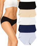 VOENXE Women Seamless Hipster Underwear,Breathable Ladies Panties Bikini,No Show Briefs,Comfortable Undies for Women 5-Pack