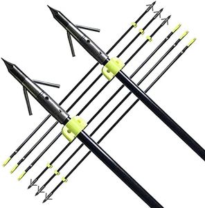 AMEYXGS 6/12pcs Archery Fiberglass Bowfishing Arrow Bow Fishing Arrows with Broadheads and Safty Slides for Compound and Bow Recurve Bow Fishing Hunting (12 Pcs)