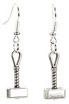 Bluebubble RAGE ROOM Silver Dangle Drop Earrings on Gift Card (Thor Hammer)