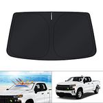 KUST Custom Fit Windshield Sun Shade for 2019-2024 2025 Chevrolet/Chevy Silverado 1500 Accessories, Regular Cab, Crew Cab, Double Cab 2Dr 4Dr Window Shade Sun Visor Foldable Blocks UV Rays