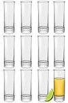 Glass Shot Glasses Set of 12 - Tall Clear Glass 50ml / 1.7oz - Dishwasher Safe - Sturdy with a Heavy Base - Shot Glasses for Every Party