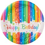 Rainbow Ribbons Birthday Dessert Plates, 8ct