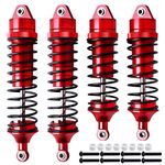 AllinRC 4Pcs All Metal Aluminum Front & Rear RC Shocks for 1/10 RC Truck Traxxas Slash 4x4 Rustler 4X4 Shocks Stampede 4X4 Shocks Hoss 4X4 Replace 5862 3760 3762 (Red)