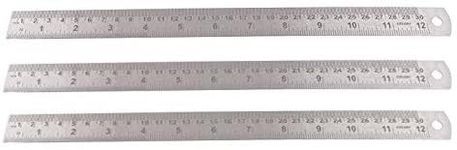 Qatalitic Stainless Steel Scale/Ruler 1 Foot (30 cm / 12 inch) (Set of 3 Pcs.)