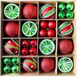 Mumoo Cat 44PCS Christmas Balls Decorations Set, Reusable Shatterproof Christmas Balls Hanging with Lanyard Decorative Unbreakable Trinket Balls for Christmas Holiday Party Home Decor (Red&Green)