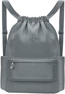 BAVELOE Drawstring Backpack with Wet Pocket Gym Backpack Water-Resistant Cinch String Bag Beach Swim for Women Men (Grey)
