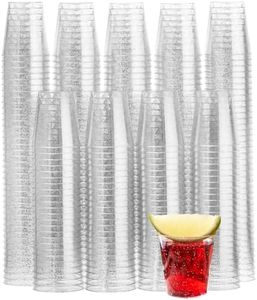 MATANA 300 Vasos de Chupito de Plástico Duro con Purpurina Plateada, 30ml - Resistentes y Reutilizables - Cumpleaños, Bodas, Despedidas de Soltera o Soltero, Barbacoas, Fiestas