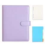 A5 Ring Binder, 6 Ring PU Leather Loose Leaf Notebook Planner Notebook Cover with 45 Sheets A5 Lined Paper, Binder Dividers for School Office Meetings,Purple