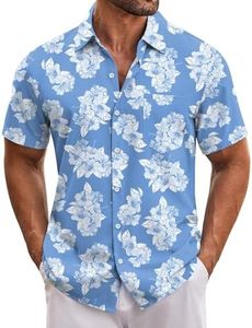 COOFANDY Men's Hawaiian Shirt Short Sleeve Casual Button Down Summer Vacation Shirt