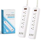 YEBO Power Surge Protector | 8 in 1 Power Surge Outlet | 6.6 Foot Power Cord | USB Power Cord | Surge Protection Outlet | 6.6 Ft Power Outlet | USB Charger