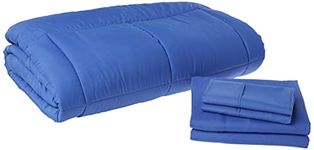 Sweet Home Collection 5 Piece Comforter Set Bag Solid Color All Season Soft Down Alternative Blanket & Luxurious Microfiber Bed Sheets, Royal Blue, Twin