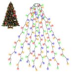 SALCAR 6-8ft Christmas Tree Lights, 2m x 8 Strands 280 LEDs Fairy Lights, Easy to Install Decoration for Indoor Outdoor, 8 Modes Memory Timer Function - Multicolor