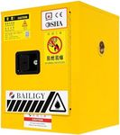 12 Gallon Safety Storage Cabinet for Flammable Liquids,Yellow Leak-Proof Flammable Liquid Storage Manual Door Cabinet Fireproof Safety Storage Cabinet for Commercial Industrial and Home Use,17x17x22