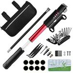 Bike Tool Kit, Bicycle Puncture Repair Kit with 16 in 1 Bike Multifunction Tool, Tire Levers, Air Valve, Patch Kit, Bike Accessories Cycle Repair Kit with Pump and Saddle Bag, Tools for Men Gifts