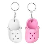 2PCS Mini Shoe Keyring for Keys Shoe Keyring White Pink Car Keyring for Women Kids Key Rings Women Cute Keychain Funny Car Accessories Bag Keyring Novelty Keyrings Friend Girls Funny Shoe Keyrings